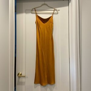 Mustard yellow satin express slip dress